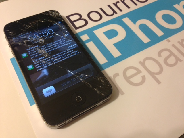 iPhone 4S with a broken touchscreen glass